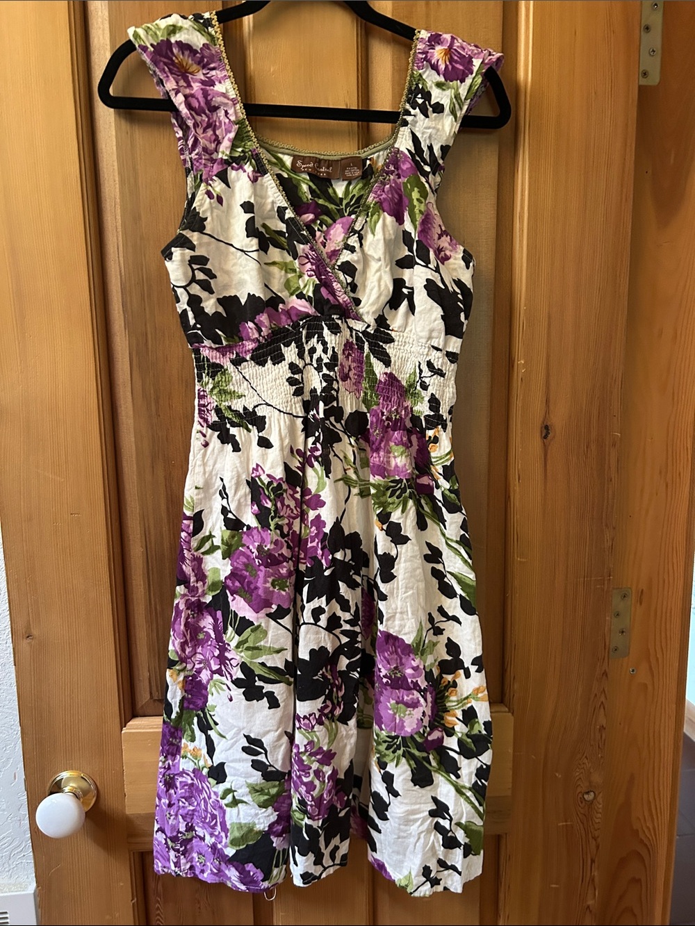 Speed Control White Sundress with Purple Floral Print